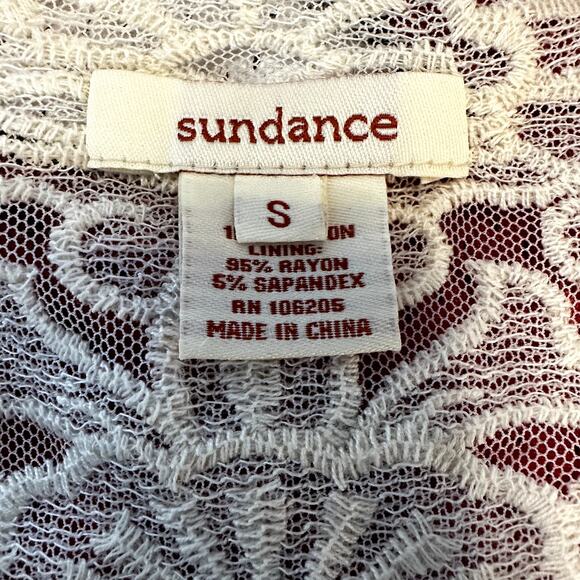 Sundance Lace Dress Shift Embroidered Floral Pattern Elbow Sleeve White Small - Picture 3 of 5